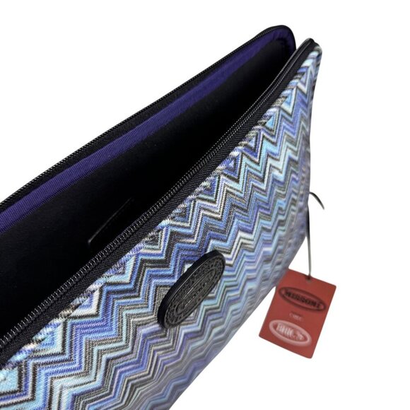 NWT Missoni For Bric’s Travel Laptop Tablet Case Blue Zigzag Italian Designer - Picture 6 of 14